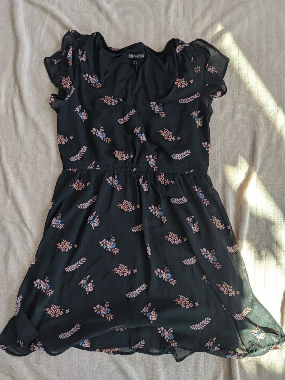 Express Black Floral Mini Dress